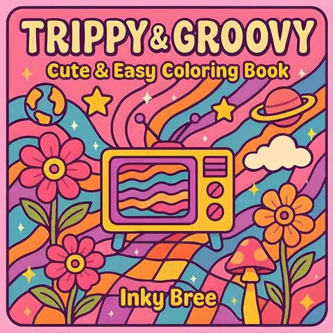 Cute & Easy Trippy Groovy Coloring Book for All Ages - 40 Fun Designs, Creative Escape, Reduce Stress, Playful Trippy Art, Positive Vibes