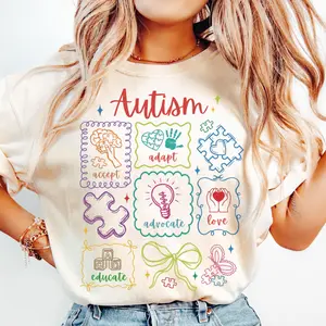 Autism Awareness Shirt Comfort Colors Tee Accept Adapt Advocate Love Educate Shirt Diversity SPED Teacher Special Education T-Shirt Gift