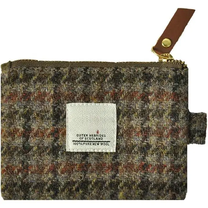 Women's Handmade Vintage British Houndstooth Tweed Casual Mini Coin Purse - Beige/Light Brown No.614 Houndstooth Coin Holder, Portable YKK Zipper Lipstick Bag, Credit Card ID Wallet (Baby & Maternity Fashion Accessory)
