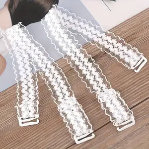 2pcs Lace Straps Lingerie Bands Transparent Invisible Non-slip Bra Bra Chest Cover with Removable Exposure Sexy Beauty Back Cross