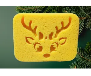 Reindeer Christmas Design Butter Sponge ASMR Squeeze Therapy Soft Sponge for Bathroom and Kitchen Use, Holiday squeeze Cleaning, Personal squeeze sponge, squishy sponge