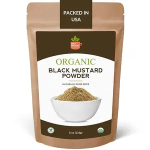 Spicy Organic Black Mustard Powder - 8 oz - Finely Ground Mustard Seed for Rich Flavor - 100% USDA Certified Organic and Non-GMO - Dried, Natural Natural Spice Dry