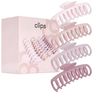 FRAMAR Large Hair Claws for Thick Hair - 4 Pack Matte Pink Claw Clips for Girls