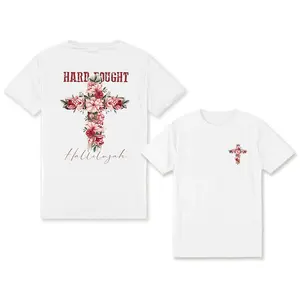 Hard Fought Hallelujah Shirt, Floral Christian Tee, Jesus is King, Layer-Friendly, Works in Any Weat...