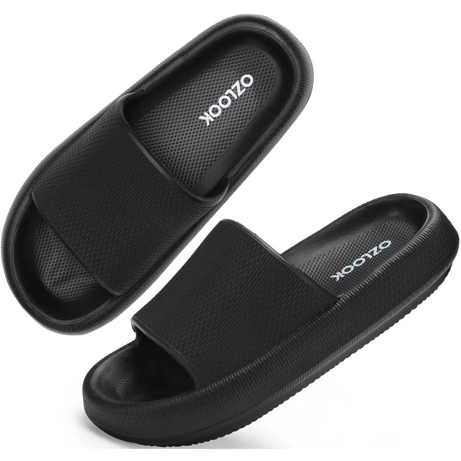 Minimalist Unisex Open-Toe Single-Strap EVA Foam Bathroom Slippers, Non-Slip Thick-Platform Waterproof Quick-Dry Footwear for Bathroom & Pool Indoor Use (Pink) soft