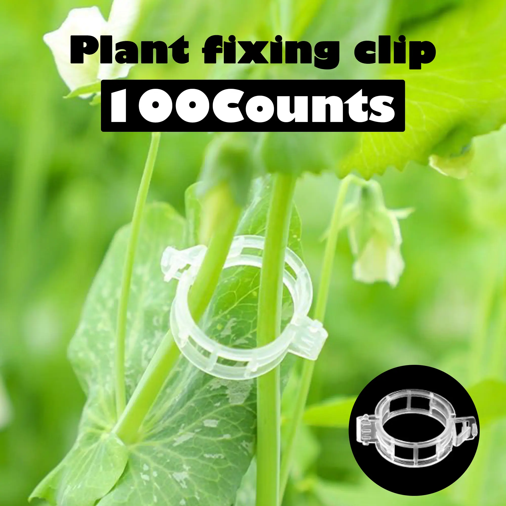 100-Count Professional-Grade Eco-Friendly Plant Support Clips Bulk Pack with Buckles - 360° Adjustable High Temperature Resistant Trellis Clamps, Easy to Install for Fixing Plant Stems, Controlling Growth, Versatile Garden/Soil Use
