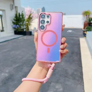 Compatible with S26Ultra/S25Ultra/s24 / s23 Metal frame with bracelet phone case -HLK327-5