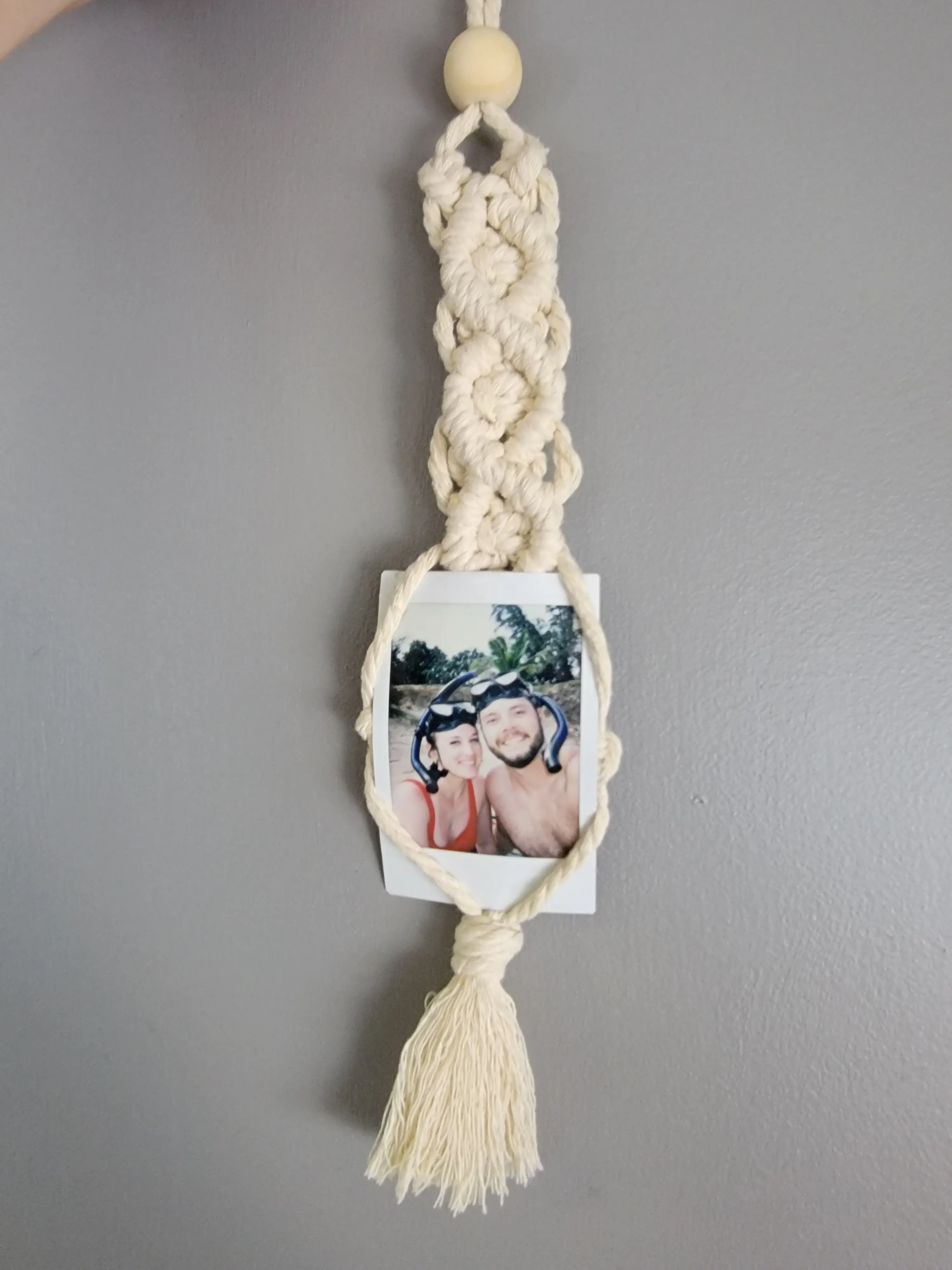 Macrame Photo Hanger, Rearview Mirror Car Charm, Car Accessories, Photo Car Charm, Boho Picture Holder, Instax Fujifilm Photo Charm