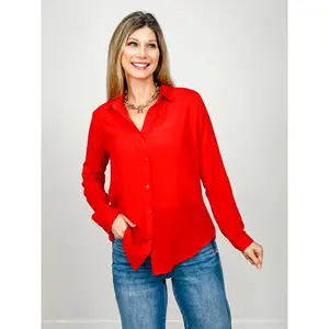 Relaxed Fit Button Up Collared Top