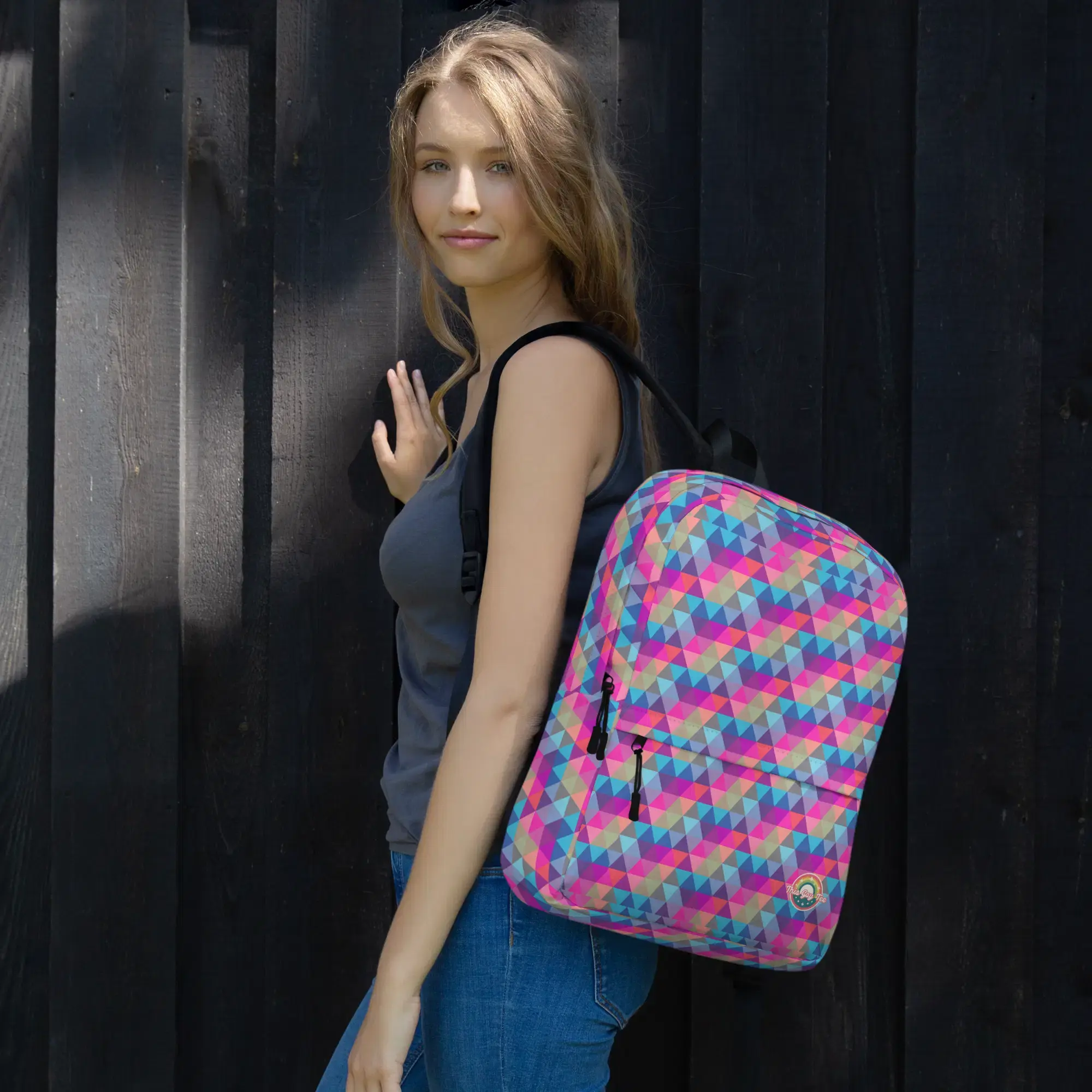 Rainbow Pink Triangle Backpack