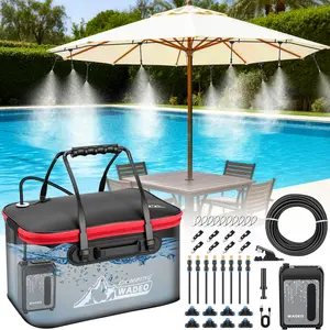 DIY Portable Misting Systems for Outside, Movable Misters Set with Submersible Pump for Patio, Outdoor Water Cooling Misters for Garden, Greenhouse, Fan, Umbrella, Canopy, Pasture, Camping(22L Bucket)