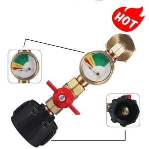 Propane Refill Adapter with Valve and Gauge, Fill 1 Lb Bottles From 20 Lb Tank, Fits QCC1/Type1 Propane Tank and 1 lb Throwaway Disposable Cylinder Propane Bottle Connector