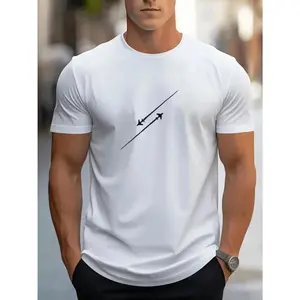 Minimalist Flight Essential Tee - Dual Aircraft Design in Classic Black or White for Everyday,Casual short-sleeved T-shirt - suitable for daily casual wear, lightweight and breathable, ideal for travel outfits.