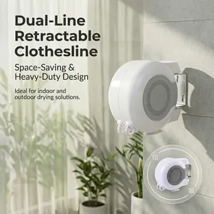 Dual-wire Retractable Clothesline, Heavy-duty Wall Mounted Drying Line with Locking Structure, Space-saving Indoor and Outdoor Laundry Rope, Perfect for Balconies, Bathrooms and Small Apartments
