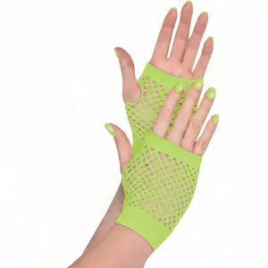 Black Short Fingerless Fishnet Gloves - Costume Accessory