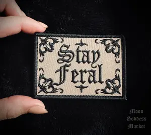 Stay Feral Patch Moon Goddess Market Original Handmade Iron on Patches gift