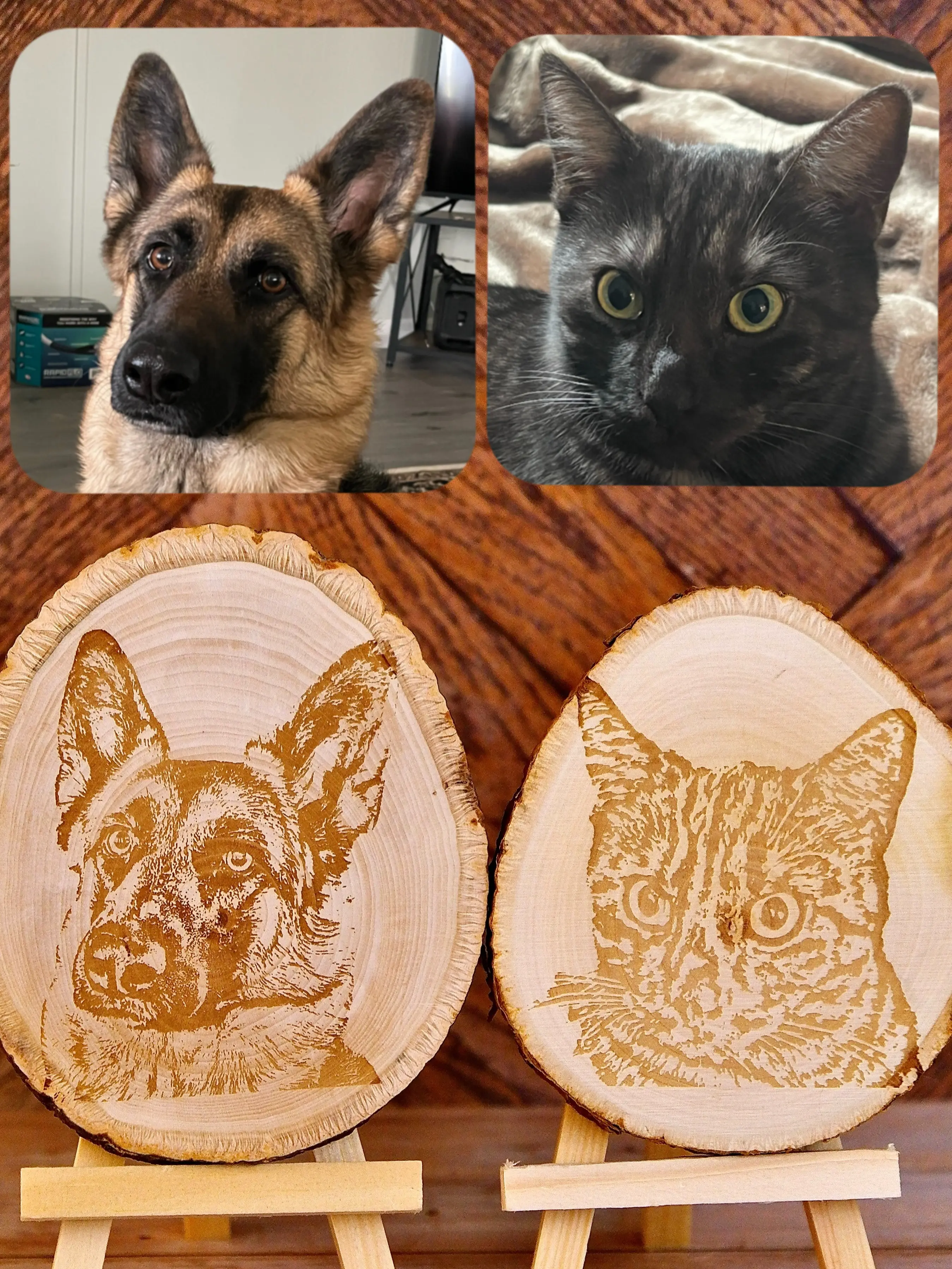 Personalized Pet Portrait on Wood - Custom Dog & Cat Photo - Unique Handmade Art for Memorial, Birthday, Gift, Wedding, Anniversary