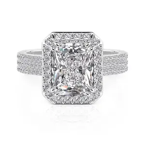 Jeulia Pave Halo Engagement Ring Rectangular Cut cushion  cut  ring