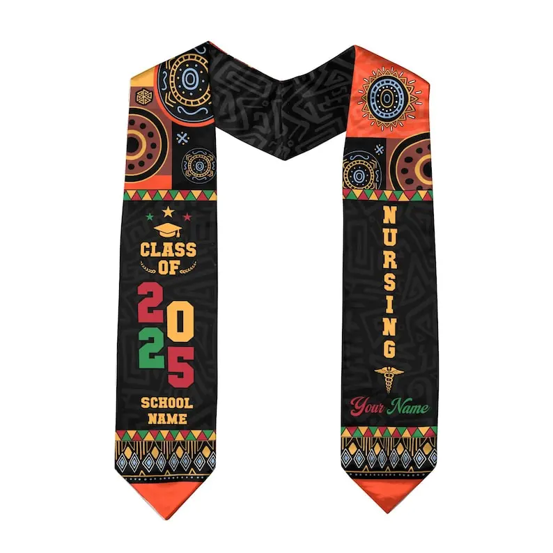 Personalized Nursing Stole, African American Flag Graduation Sash, Nursing Stole Graduation, Class Of 2025 Nursing Stole, Graduation 2025 Gifts V