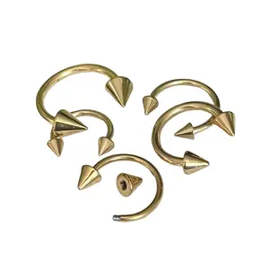 1 Piece Beautiful Gold Spiked Circular Barbell Horseshoe Ring - 16g or 14g