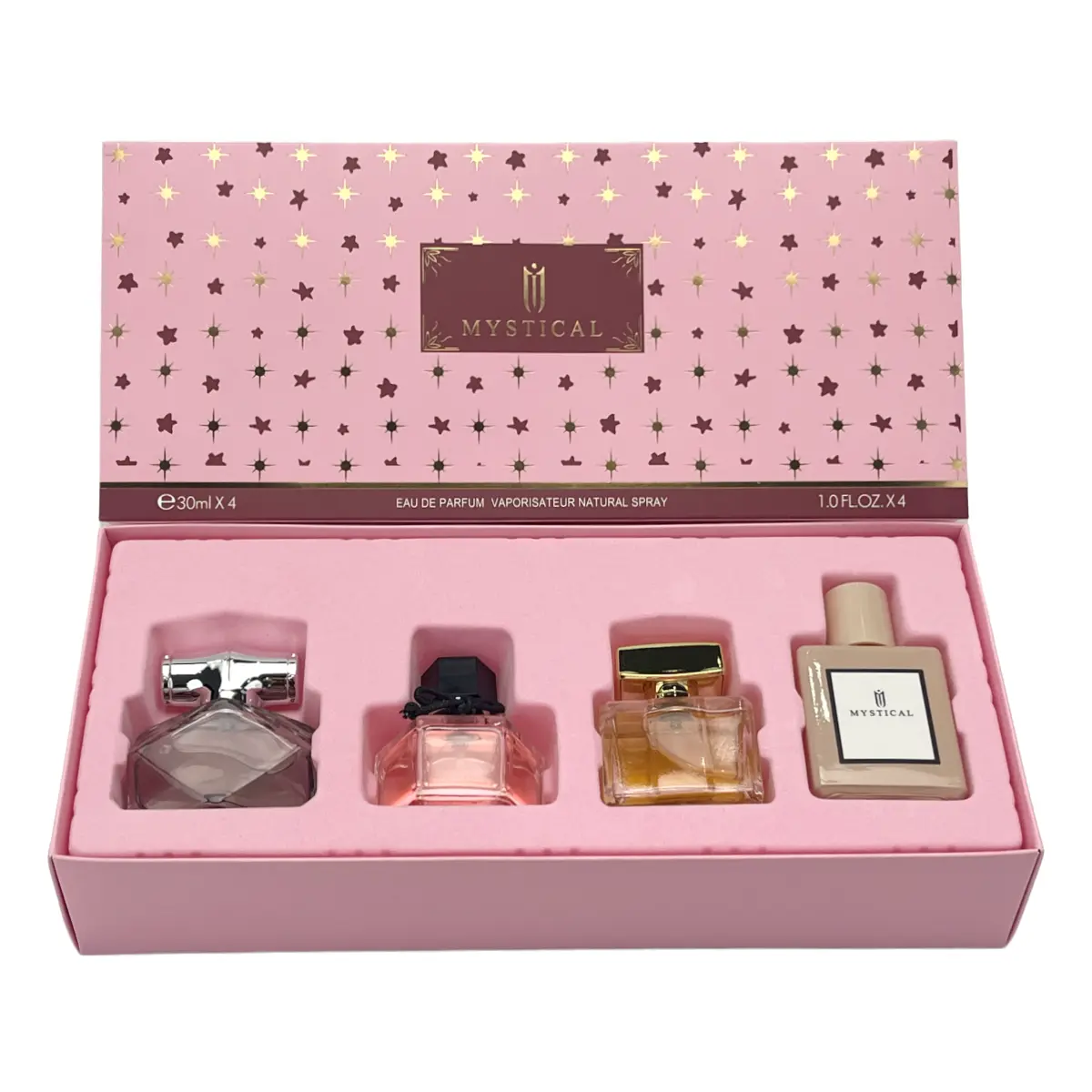 Mystical Women's Daily Mini Perfume Gift Set  Compact Travel Friendly Portable Perfume Kit  Floal Fruity Fragrance Spray Light Lasting Fresh Christmas Valentine's Day Gift  Eau De Parfum 30ml*4