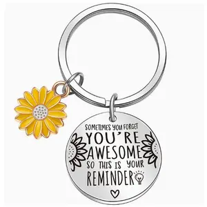 sunflowe Daisy pendant for friends' birthday and Thanksgiving gifts stainless steel keychain keychain pendant small gift -HN331-30