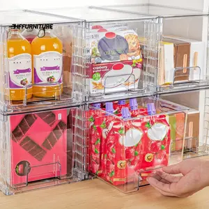 Hot selling styles 2 Pack/ 4 Pack Large Stackable Storage Drawers, Clear Acrylic Drawer Organizers with Handles, Easily Assemble for Bathroom, Kitchen Undersink, Cabinet, Closet, Makeup, Pantry organization and Storage