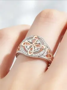 Double Color Witch Knot Protection Ring, Valentine's Day Christmas Halloween Thanksgiving New Year Gift, Elegant Zirconia Jewelry