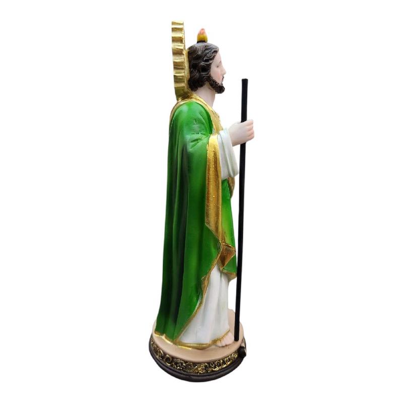 San Judas 8" Inches Tall Statue Classic Plain Green and Gold Patrono de los Casos Imposibles Religious Decor Saint Jude patron