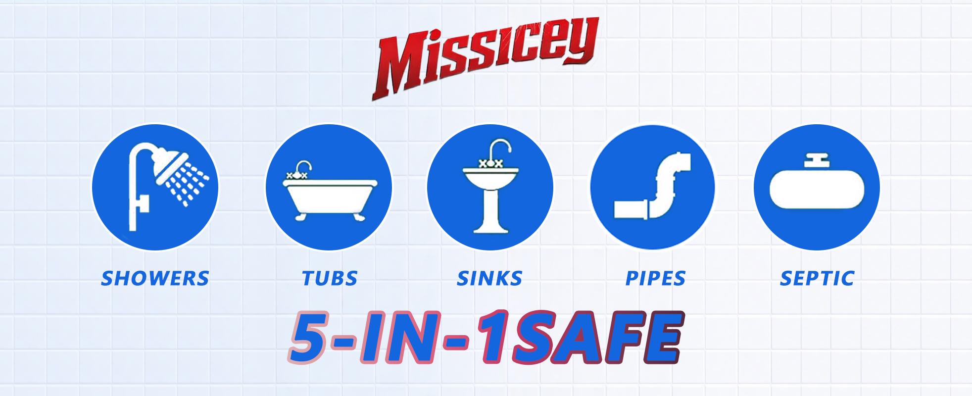 Missicey Drain Cleaner Powder for Smelly Drains, Hair Clogs & Kitchen Sink Buildup