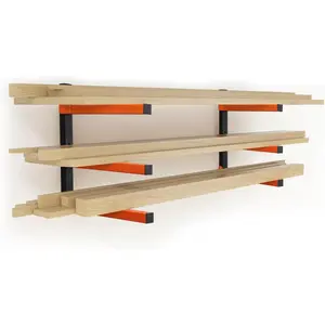 2 Pack Lumber Rack,Wood Organizer and Lumber Storage Rack Wall Mount with 3-Level,Orange Heavy Duty Metal Wood Storage Racks for Indoor and Outdoor