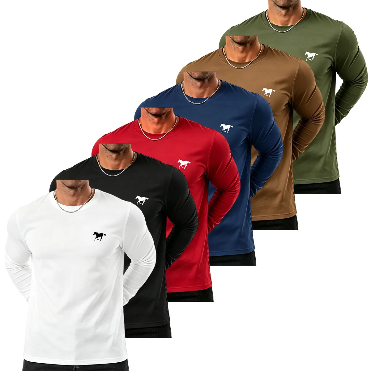 Men's Casual Athletic Wear Hoodie Sweatshirt - Soft Polyester, Horse Print Graphic, Long Sleeve Pullover with Drawstring