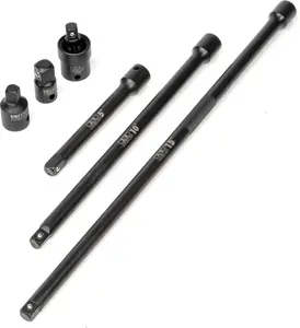 3/8 Inch Impact Socket Extension and Socket Adapter Set, 6 Pc Reducer Set, 5", 10", 15" Long Extension Bars, Universal Joint Swivel Socket, & Reducer, 3/8 In Drive Ratchet Extension Set