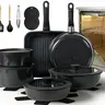 Kikcoin RV Nonstick Cookware Set Oven safe Non-Toxic Ceramic 22pcs pots and pans set complete Cookware Set with Lids,Detachable Handle,cook in RV PFAS-Free,Dishwasher Safe,Kitchen Outdoorfun Induction Compatible Handwashing Recommended,tiktokshop
