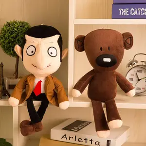 Funny Mr. Bean Teddy Bear Person-Shaped Stuffed Toys, Comedy Cartoon Movie Character Soft Mini Pillow, Cute Kids Gifts