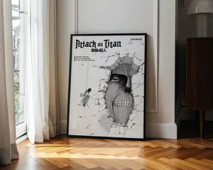 Titan Anime Manga Poster, Minimalist Japanese Style Wall Art, Dark Fantasy Anime Print, Otaku Room Decor, Vintage Retro Anime Gift