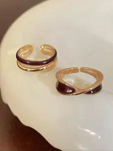 Set of 2 Vintage Elegant Oil Drop Rings for Women, Dainty Stacking Rings, Perfect for Daily Commuting, Fall & Winter Fashion Accessories