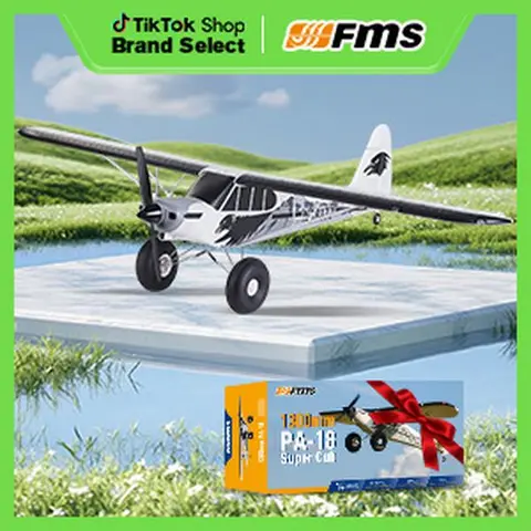 FMS Hobby 1300mm PA-18 Super Cub Reflex V3 Remote Control Plane - Hobby Grade Adult Outdoor Toy, Short Takeoff, PNP/RTF Options (PNP Excludes Transmitter, Receiver, Batteries, Charger; RTF Includes Plane, Remote, Batteries, Charger), Beginner-Friendly