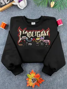 Streetwear Graphic Sweatshirt – Vintage Flame Style Crewneck Unisex Oversized