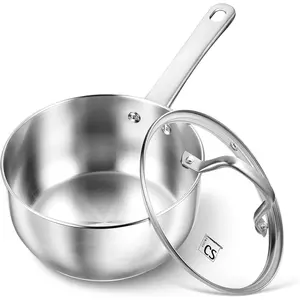 Stainless Steel Saucepan 1 Quart, 18/10 Stainless Steel Saucepan with Lid,  Steel Sauce Pan, Indutcion Sauce Pan with Lid, Small Cooking Pot, Oven Safe