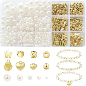 1000 count  Beads for Bracelets Making,  Beads for  Making for Adults,  Bracelet Beads DIY Kit,  Spacer Beads for Bracelets, Girls Friendship Bracelet Making Kit (Golden)