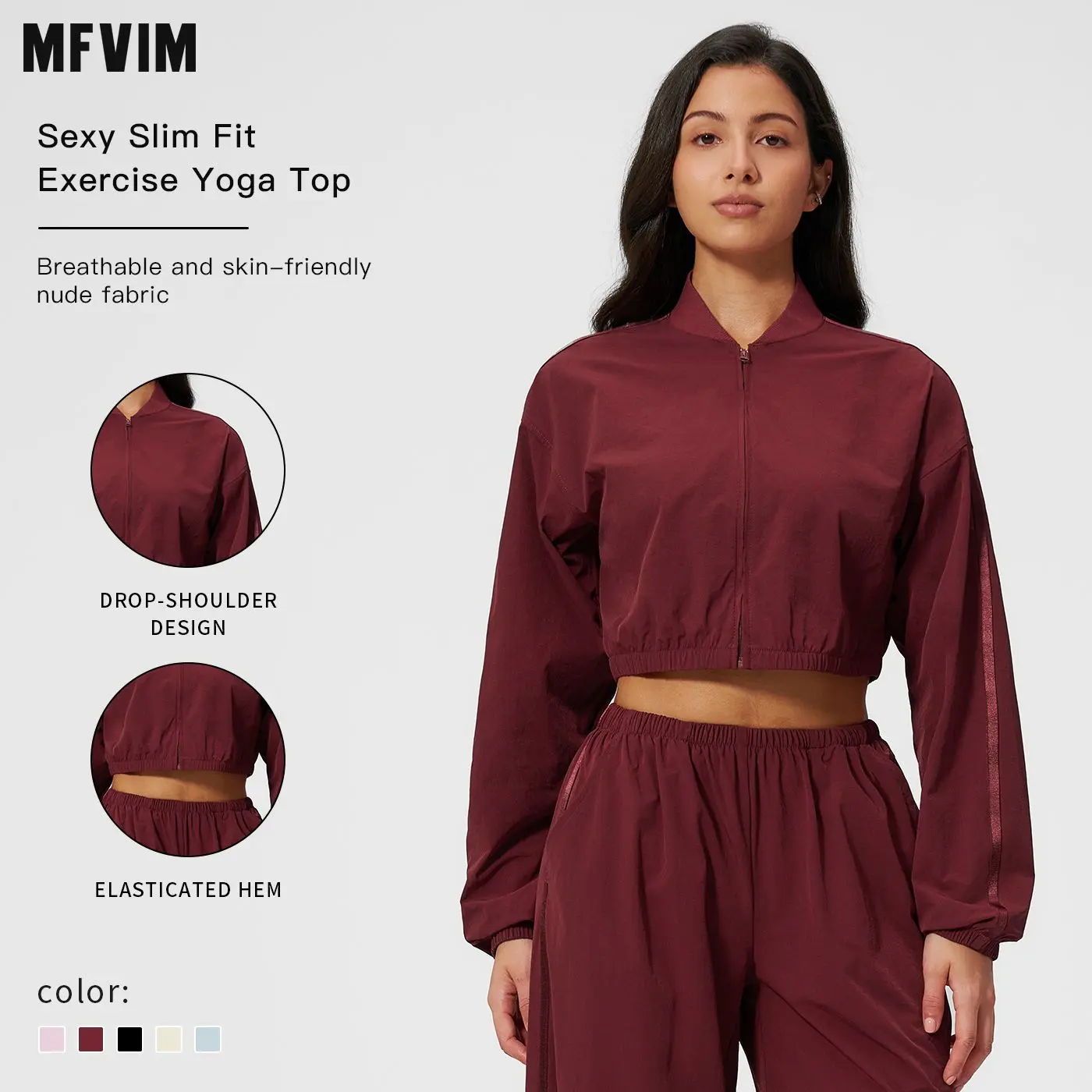 MFVIM Women's Sun Protection Yoga Jacket, Lightweight Polyester Exercise Activewear with Short Stand Collar for Outdoor Running, Exercise Jacket, Outdoor Outerwears, Polyester Athleisure, Sport Activewear, Female, Uv Protection Clothing, Breathable, Cooli