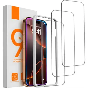 For iPhone 16 Pro Max Screen Protector 3 Pack 6.9” 9H+ Tempered Glass with Easy Installation Frame, Military-Grade Drop Protection, HD Clear Anti-Scratch, Bubble Free, Case Friendly Full Coverage