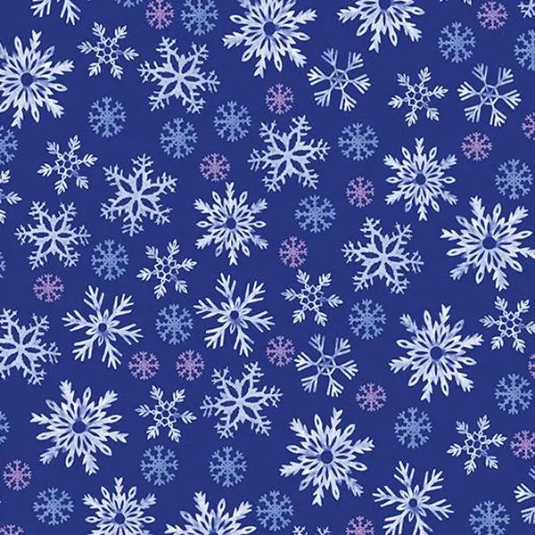 Fabric Benartex Navy Wintery Snowflakes Snowflake Wishes by the Quarter Yard 15191-56