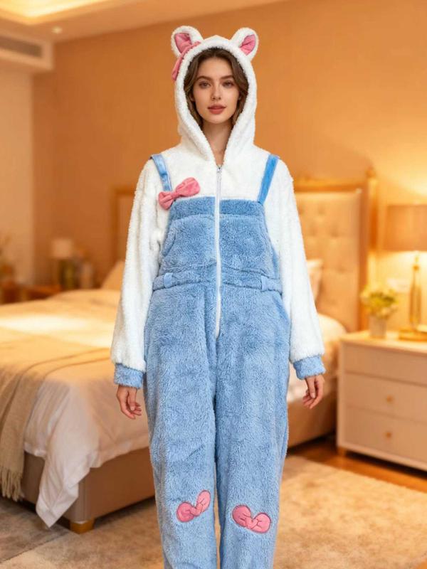 1pcs Women's Cute Cartoon Bear Hoodie Dress, Unicorn Design Winter Role Play Onesie, Christmas Party Casual and Pajamas