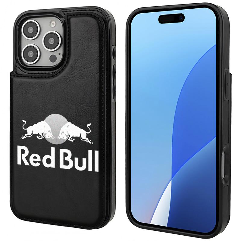 Logo Red Bull White Aesthetics Pattern Phone Cases Compatible For With iphone 16 15 14 13 12 PRO PLUS MAX PU Black Durable Flip High quality Leather Credit Card Bag Holder Mother Gift Wallet Shockproof Anti-Drop Full Protection Phone Cases Shell Cover