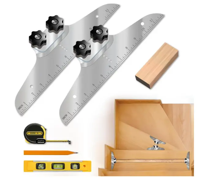 Stair Tread Template Tool,stair Measuring Tool, Tread Jig Set - With Level & Tape Measure & Carpenter Pencil, Suitable For Risers And Partitions.