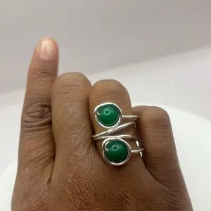 Green jade adjustable ring