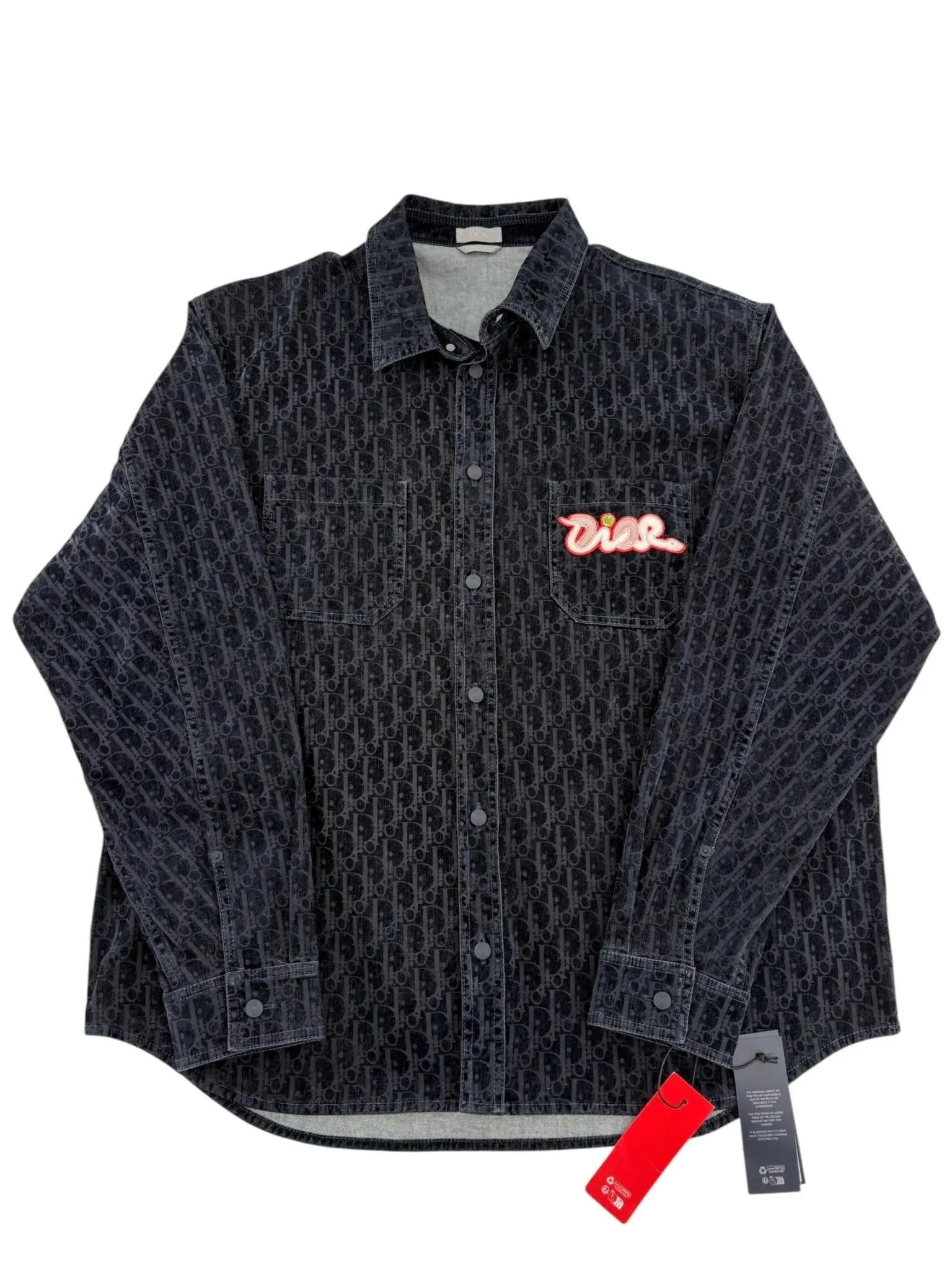 1141091 Dior x Kaws Button Up Denim Shirt Navy
