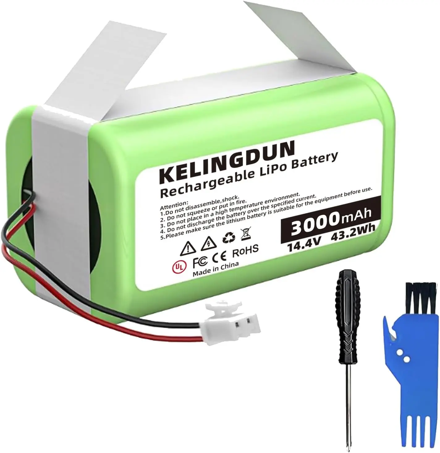 14.4V 3000mAh Rechargeable Long-Lasting Lithium Battery Replacement for ION, IQ, AI Robot Vacuums (RV1001AE, RV1001, RV1000, RV1101ARUS, RV2001WRUS, RV871R, RV851WV, RV850BRN, RV850, RV761, RV750_N, AV753, AV752)